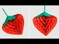 3D Strawberry Honeycomb | Easy Paper Honeycomb Craft | DIY Party decoration ideas with paper