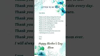 A letter to mom | Mother’s Day letter | thank you letter for my mother #thankyouletterformom #shorts