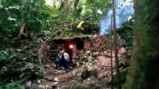 SURVIVAL Alone in the HEAVY RAIN, Building a BUSHCRAFT From Stones, Big Dinner Fishing RESULTS