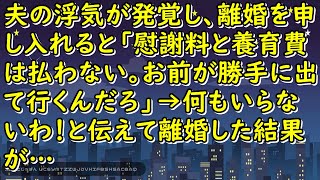 夫の浮気が発覚し、離婚を申し入れると「慰謝料と養育費は払わない。お前が勝手に出て行くんだろ」→何もいらないわ！と伝えて離婚した結果が…【スカッとじゃぱん】