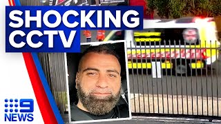 Shocking CCTV footage of gunman shooting at slain Sydney father | 9 News Australia