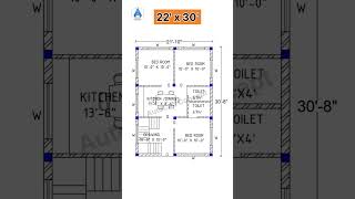 22x30 House Plan | 22 by 30 Home Plan | Small House Design #shorts #homedesign #architecture