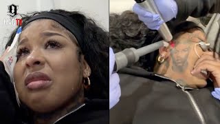 "That Hurts" Chrisean Rock Breaks Out In Tears While Getting Her Blueface Tattoo Removed! 😢