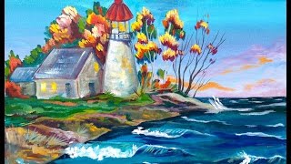 Acrylic painting tutorial | Fall Lighthouse | The Art Sherpa | TheArtSherpa
