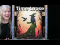 HALLOWEEN! Learn How to Draw and Paint with Acrylics CROW WITH A WITCH-Beginner Tutorial-Time Lapse