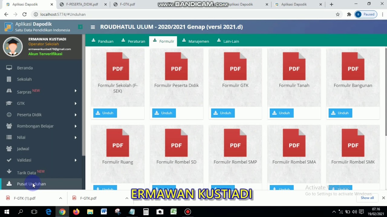 Cara Unduh Formulir GTK Dan Formulir Peserta Didik Di Dapodik 2021.D ...