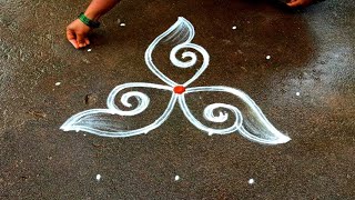 Puratasi madham sangu flowers kolam|5*3dots Navaratri special kolam|Saturday kolam|Super rangoli