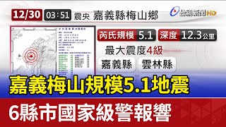 嘉義梅山規模5.1地震 6縣市國家級警報響