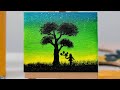 simple tree silhouette painting | painting for beginners #art#acrylicscenery#silhouettedrawing