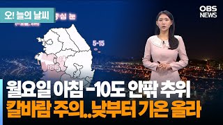 월요일 아침 -10도 안팎 추위, 칼바람 주의..낮부터 기온 올라