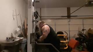 Crazy from Covid Weightlifting Powerlifting alone Tricep Bench Press Narrow grip 405lbs 58 years old