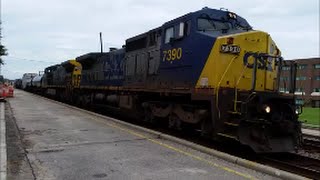 [CSXT] 7390 C40-8W X-CRLeads F707-20 \u0026 A Killer Horn Salute  K5H Arriving Milan Yard In Fayettev