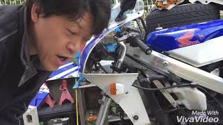 息子が買ったNSR250R'89！点検と整備。#7フロントフォーク取り付け。