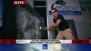 Reporter vs. Hurricane Window!