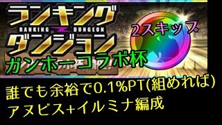 【パズドラ】ガンホーコラボ杯0.1%確定ガチャ【ランダン】アヌビスイルミナ編成