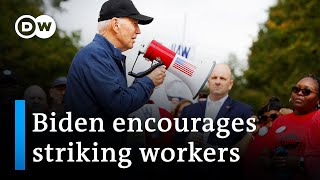 Biden joins striking auto workers on Detroit picket line | DW News