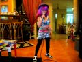 Myra (5 yr-old) as Lady Gaga, singing "Bad Romance"