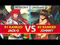 GGST ▰ NITRONY (#1 Ranked Jack-O) vs Uwabami (#2 Ranked Johnny). High Level Gameplay