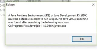 A Java Runtime Environment (JRE) or Java Development Kit must be available in order to run Eclipse.