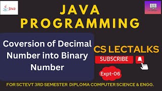 Java program to covert decimal to binary || Sctevt java programming|| Java decimal to binary|Expt-6