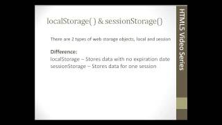 HTML5 Programming Course From Scratch - Chapter 24 – WebStorage Part1