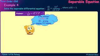 ODE separable equation (example 4)