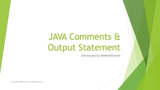Java Comments and Output Statements with real time example