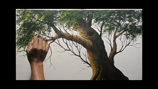 Melukis Pohon Besar Pada Kanvas|Big Tree Painting