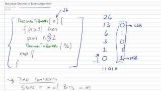 Recursive Decimal to Binary Conversion Algorithm with Time Complexity Part 1/2