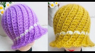 Easy to crochet a spiral pattern hat.Beautiful pattern for sharing~