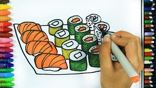 How to draw sushi | Drawing | How to color | Drawing and coloring | Colors for children