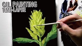 [油絵タイムラプス] 1時間50分で描くリアルなケイトウの花のメイキング | Oil Painting Time Lapse