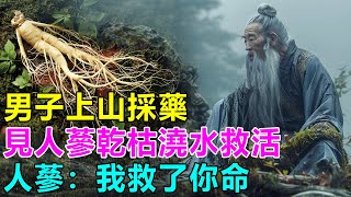 民間故事：男子上山採藥救母親，見人蔘乾枯澆水救活，人蔘：你的母親娘九泉之下不安心