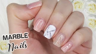 Elegant Glitter Gel Polish with Marble Nail Art Tutorial | Madam Glam