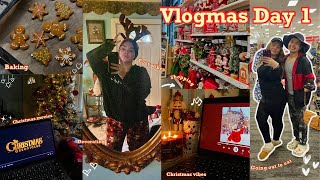 VLOGMAS DAY 1: Shopping, Gingerbread House, Decorating + Christmas Favs