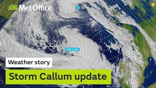 Storm Callum brings strong winds \u0026 heavy rain to the UK Friday \u0026 Saturday