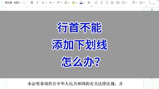 Word文档排版：行首不能添加下划线，怎么办？#wps #word