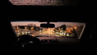 Thunderstorm Sounds from a Car with Relaxing Fluctuating Rain Intensity and Light Rolling Thunder