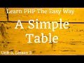 Learn PHP - Simple Table - Unit 3, Lesson 3