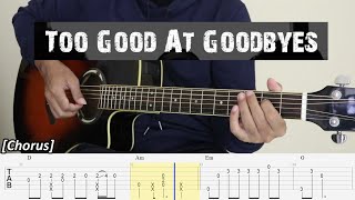 TOO GOOD AT GOODBYES - SAM SMITH - Fingerstyle Guitar Tutorial TAB + Chords + Lyrics