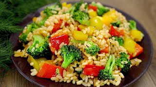 A simple recipe for rice with broccoli and peppers. A simple and delicious dinner!