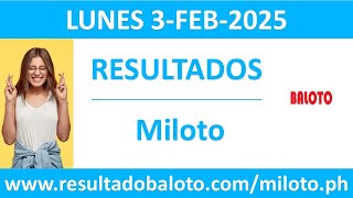 Resultado del sorteo Miloto del lunes 3 de febrero de 2025