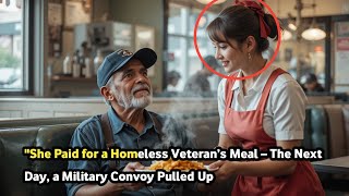 She Paid for a Homeless Veteran’s Meal – The Next Day, a Military Convoy Pulled Up!