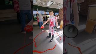 INSANE vegan pours BLOOD on the floor in KFC