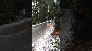 Icy road fail Seattle sliding off road