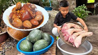 '' 4 pork legs cooking '' Yummy pork leg recipe - Braised pork leg cooking - Chef Seyhak