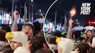 Video shows someone firing shots in the air as chaos erupts in Philadelphia after Eagles win