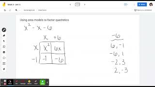 Using area models to factor quadratics