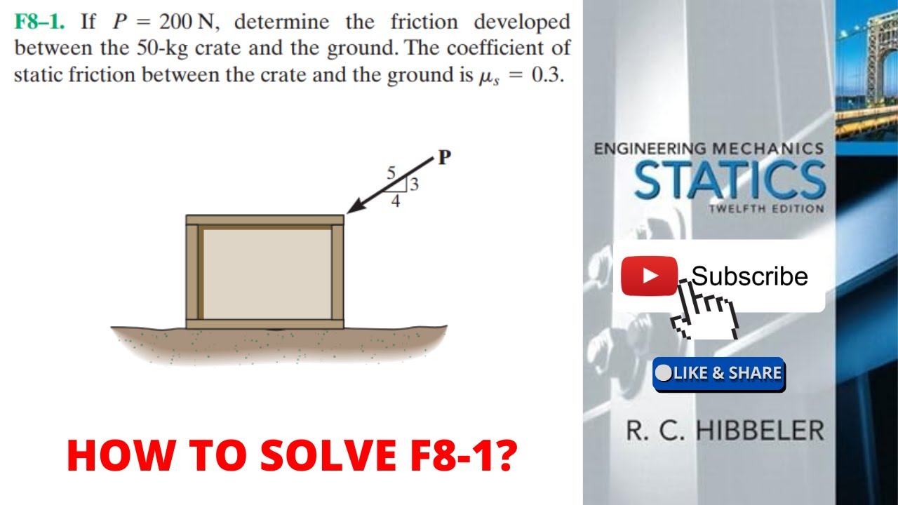 F8-1 Hibbeler Statics Chapter 8 | Hibbeler Solutions | Hibbeler - YouTube