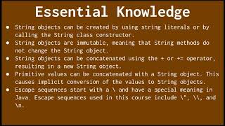 String Objects - AP Computer Science A